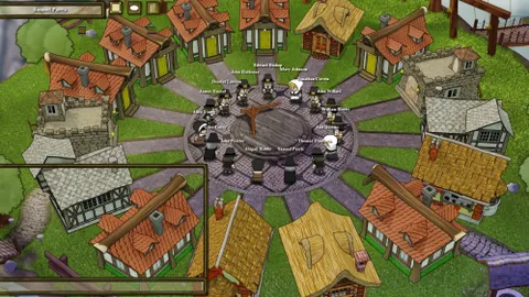 Town of Salem 的小镇俯视画面。